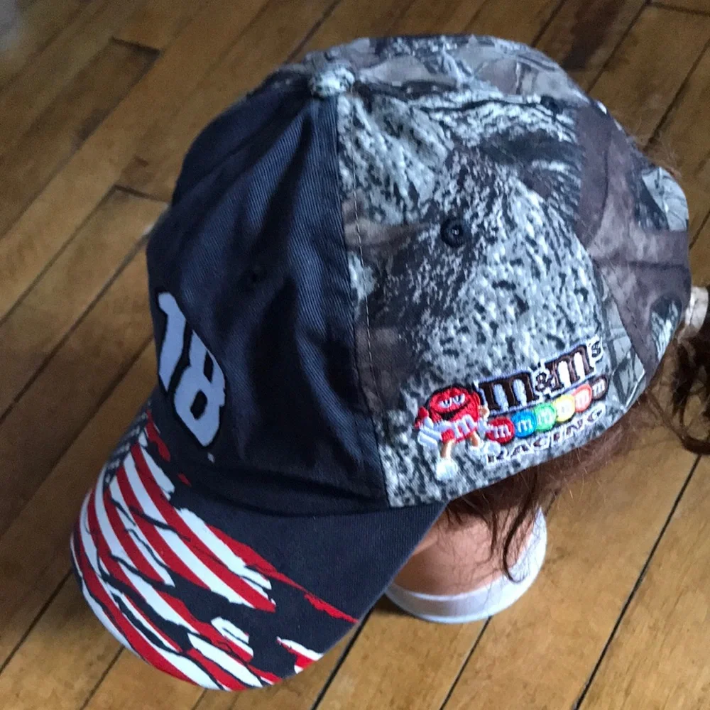 M&M'S Men's Black Gray Camo‎ '18' Baseball Cap with American Flag Visor